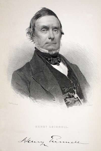 Henry Grinnell, ilustração de Henry Grinnell (1799-1874); A segunda expedição Grinnell em busca de Sir John Franklin ..., 1856 de American School
