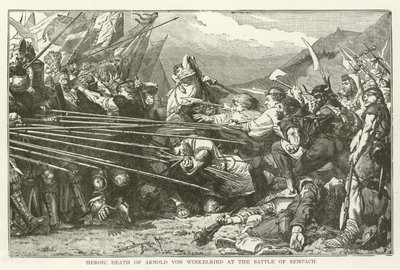 Herói morte de Arnold von Winkelried na Batalha de Sempach de American School
