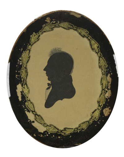 Silhueta Oca de um Homem, c. 1800-1805 (papel tecido com tinta preta) de American School