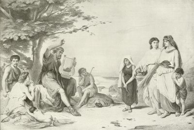 Homer recitando a Ilíada (gravura) de American School