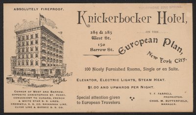 Hotel Trade Card de American School
