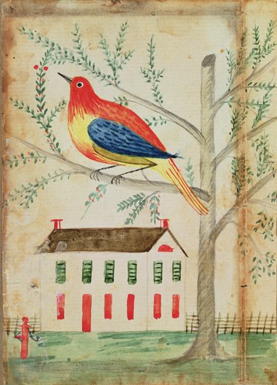 Casa e Pássaro em uma árvore (wc no papel) de American School