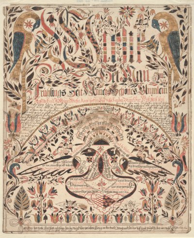 Como se ama na primavera (caneta e tinta e wc no papel) de American School