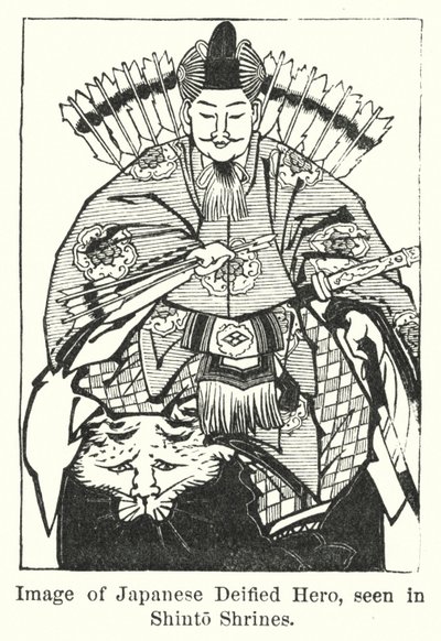 Imagem do Herói Deificado Japonês, vista em Santuários Shinto (gravura) de American School