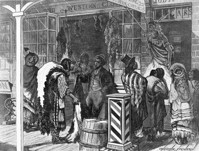 Índios negociando em uma cidade de fronteira, de &39;Harper&39;s Weekly&39;, 13 de novembro de 1875 de American School