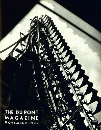 Maquinaria industrial, capa da revista DuPont, novembro de 1930 de American School