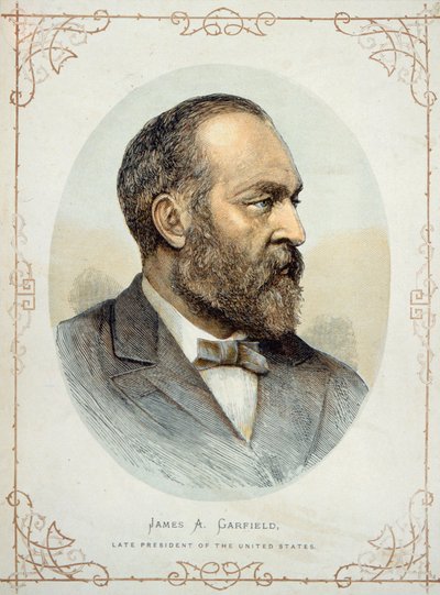 James A. Garfield (1831-81), mais tarde Presidente dos Estados Unidos da América (cor litho) de American School