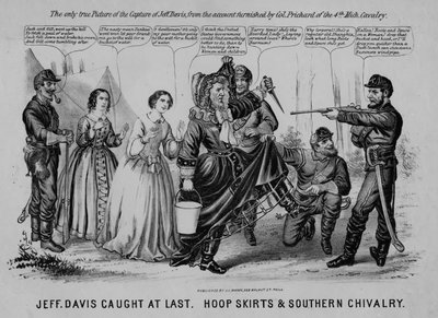 Jeff Davis pegou finalmente: saias de aro & Southern Chivalry, publicado por JL Magee, Filadélfia, c.1865 de American School
