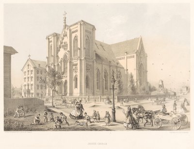 Igreja Jesuíta, Igreja da Sagrada Família, Chicago 1866 (litho) de American School