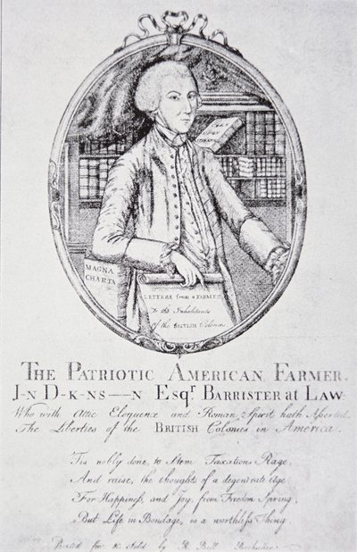 John Dickinson, "O agricultor patriótico americano" (litho) de American School