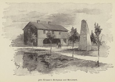 Local de Nascimento e Monumento de John Ericsson (gravura) de American School