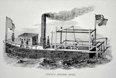Segundo barco a vapor de John Fitch (1743-98) de American School