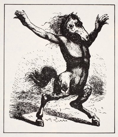 Kelpie Water Demon, do Guia Mundial para Gnomos, Fadas, Elfos e Outros Pequenos por Thomas Keightley (1789-1872) Publicado em 1880, (gravura BW) de American School