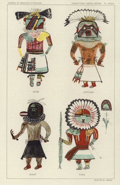 Keme, Hotcani, Siwap, Tawa (litografia a cores) de American School