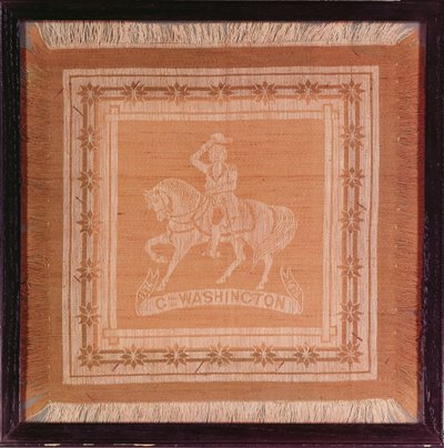 Lenço representando George Washington (1732-99) a cavalo, 1876 (seda e algodão) de American School