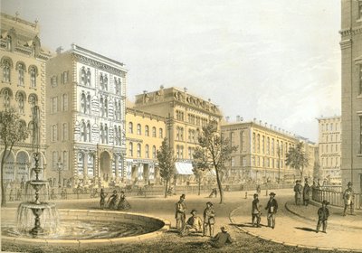 LaSalle Street da Courthouse Square, da Chicago Illustrated, com descrições literárias de James W. Sheahan, publicadas por Jevne & Almini, Chicago, 1866-67. de American School