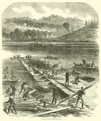 Colocando os pontões para o corpo de Sedgwicks, abril de 1863 de American School