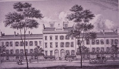 LeRoy Place em 1831, parte do que é agora Bleecker Street em Greenwich Village (gravura) de American School