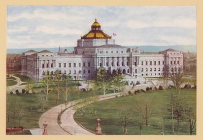 Biblioteca do Congresso, Washington DC (litografia a cores) de American School