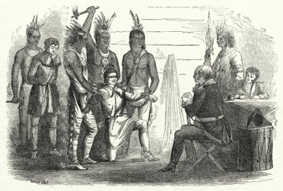 Tenente Boyd perante o Coronel Butler, um Incidente de Tolerância Selvagem e Vingança Civilizada (gravura) de American School