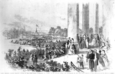 Lincolns recepção da Casa Branca para o Imperador Napoleão (1808-1873) de Frank Leslies Illustrated Newspaper 17 de agosto de 1861 de American School