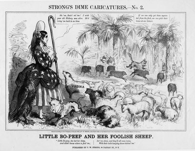 Pequena Bo-Peep e sua ovelha tola, publicada por TW Strong, Nova York, 1861 de American School