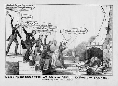 Loco Foco consternation, ou, The orful kat-asstrophe, publicado por HR Robinson, Nova York, c.1838 de American School