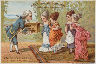 Homem, entregar, sabonetes, para, senhoras de American School