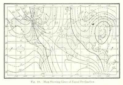 Mapa com linhas de igual declinação (litografia) de American School