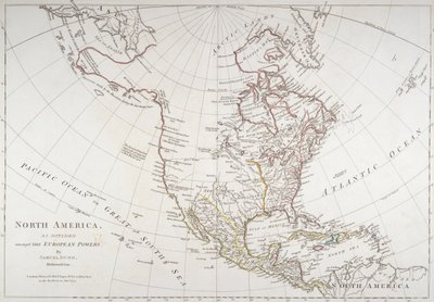 Mapa representando a América do Norte como dividida pelos poderes europeus, 1774 de American School