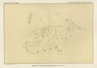Mapa do campo de batalha Little Big Horn de American School