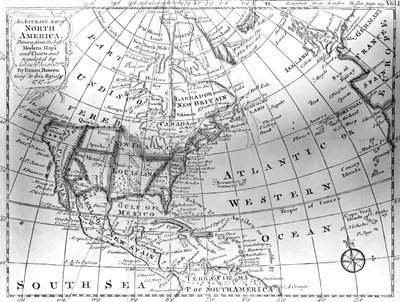 Mapa da América do Norte, 1747 de American School