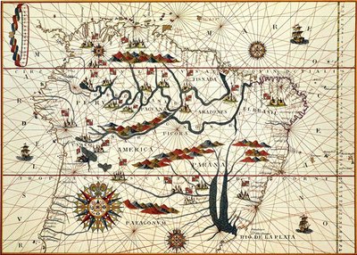 Mapa da América do Sul em 1582 de American School