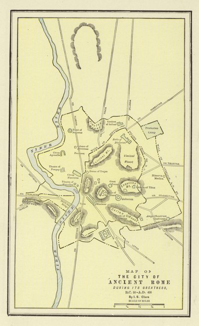 Mapa da Cidade da Roma Antiga durante a sua Grandeza, 30 a 400 dC de American School