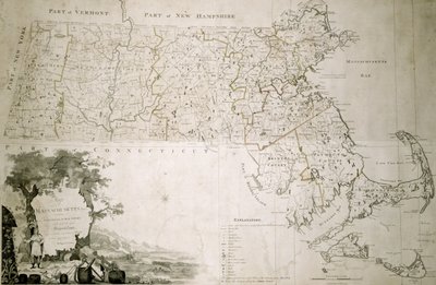 Mapa do estado de Massachusetts, 1801 de American School