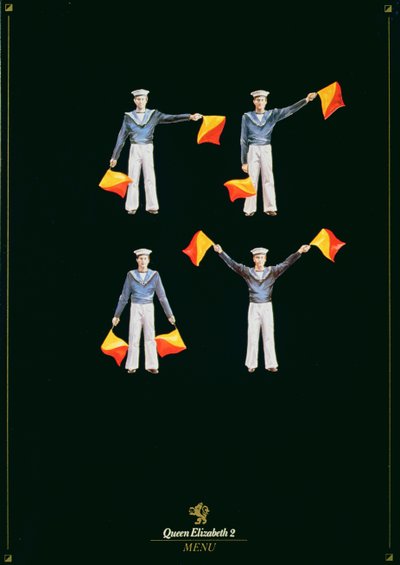 Capa do menu a bordo do QE2 de American School