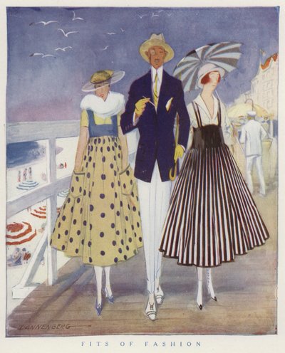 Gozar com as modas dos homens e das mulheres (litografia a cores) de American School