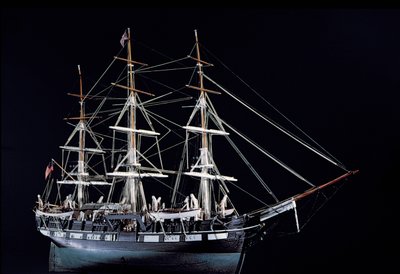 Modelo de um navio baleeiro do século XVIII (madeira) de American School