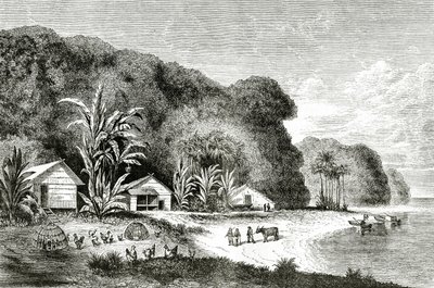 Foz do rio Saigon, ilustração de uma visita a Saigon de Walter Rose, publicada em Appletons Journal, 4 de maio de 1872 de American School