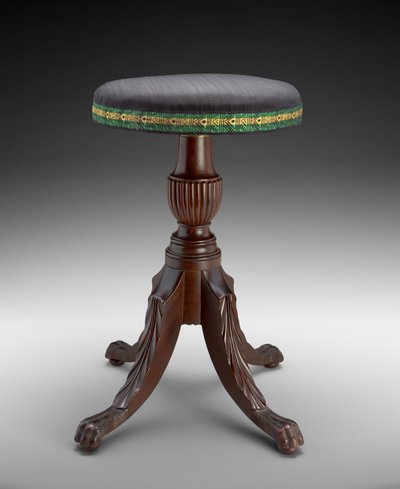 Banco de música, c.1810-15 (mogno; teia de linho, crina de cavalo e aço) de American School