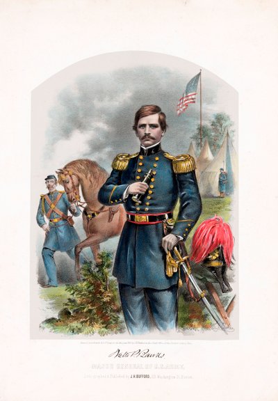 Nathaniel P. Banks, Major General do Exército dos EUA, pub. 1861 litografia colorida de American School