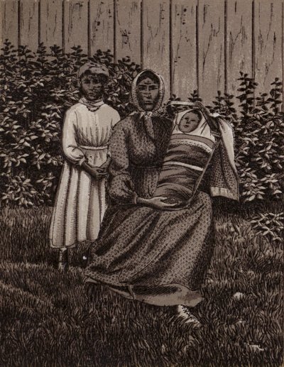 Cataratas do Niágara: Família indiana (litho) de American School