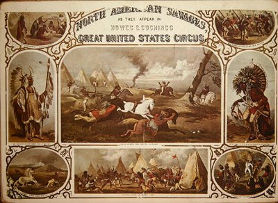 "North American Savages", c.1850 (cor litho) de American School