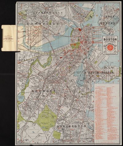 Mapa oficial de Boston, c.1895 (litografia colorida) de American School