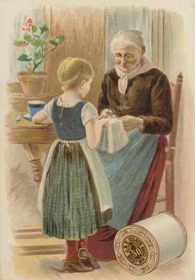 Mulher velha corte de tecido de American School
