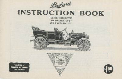 Livro de Instruções Packard para os Usuários do Packard 30-B 19 e Packard 18, 1909 de American School