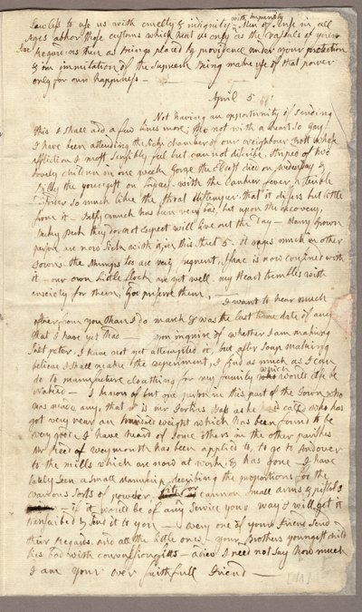Página 3, Carta de Abigail Adams a John Adams, 31 de Março - 5 de Abril de 1776 (tinta sobre papel) de American School