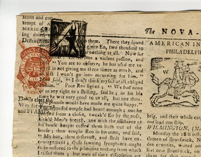 Página da Halifax Gazette, ou The Weekly Adviser ", Nova Escócia, 12 a 19 de dezembro de 1765 de American School