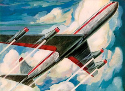 Jato de passageiros a voar no céu de American School