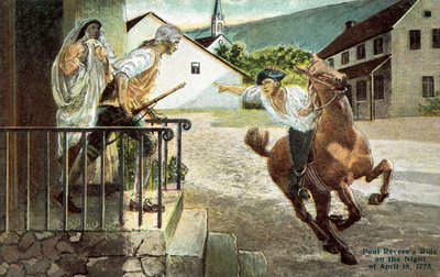 Paul Reveres passeio na noite de 18 de abril de 1773 de American School